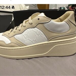 Valentino Beige and White Platform Sneakers